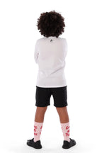 Boys White Neon Tennis Splash T-Shirt â€“ Sporty Long Sleeve Top for Kids | ANJA Sportswear