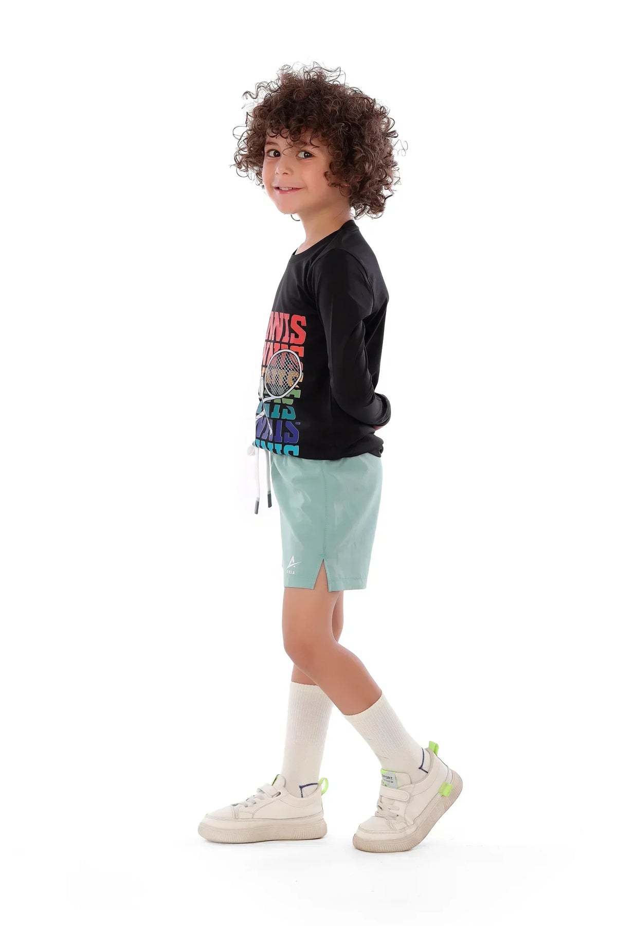 Boys Black Tennis Long Sleeve T-Shirt â€“ Sporty Top | ANJA Sportswear
