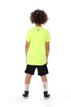 Boys Neon Yellow Squash Racket Splash T-Shirt â€“ Sporty Graphic Top | ANJA Sportswear