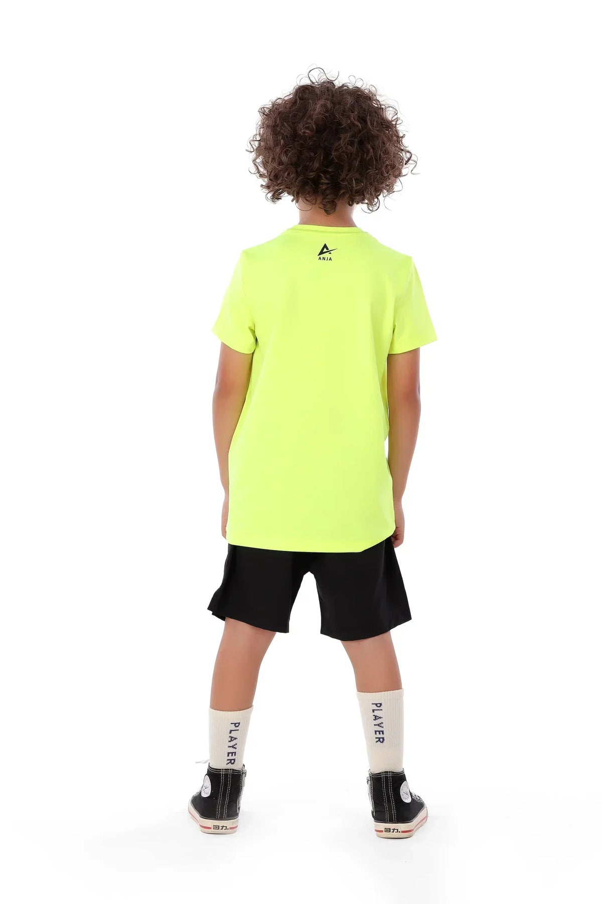 Boys Neon Yellow Squash Racket Splash T-Shirt â€“ Sporty Graphic Top | ANJA Sportswear
