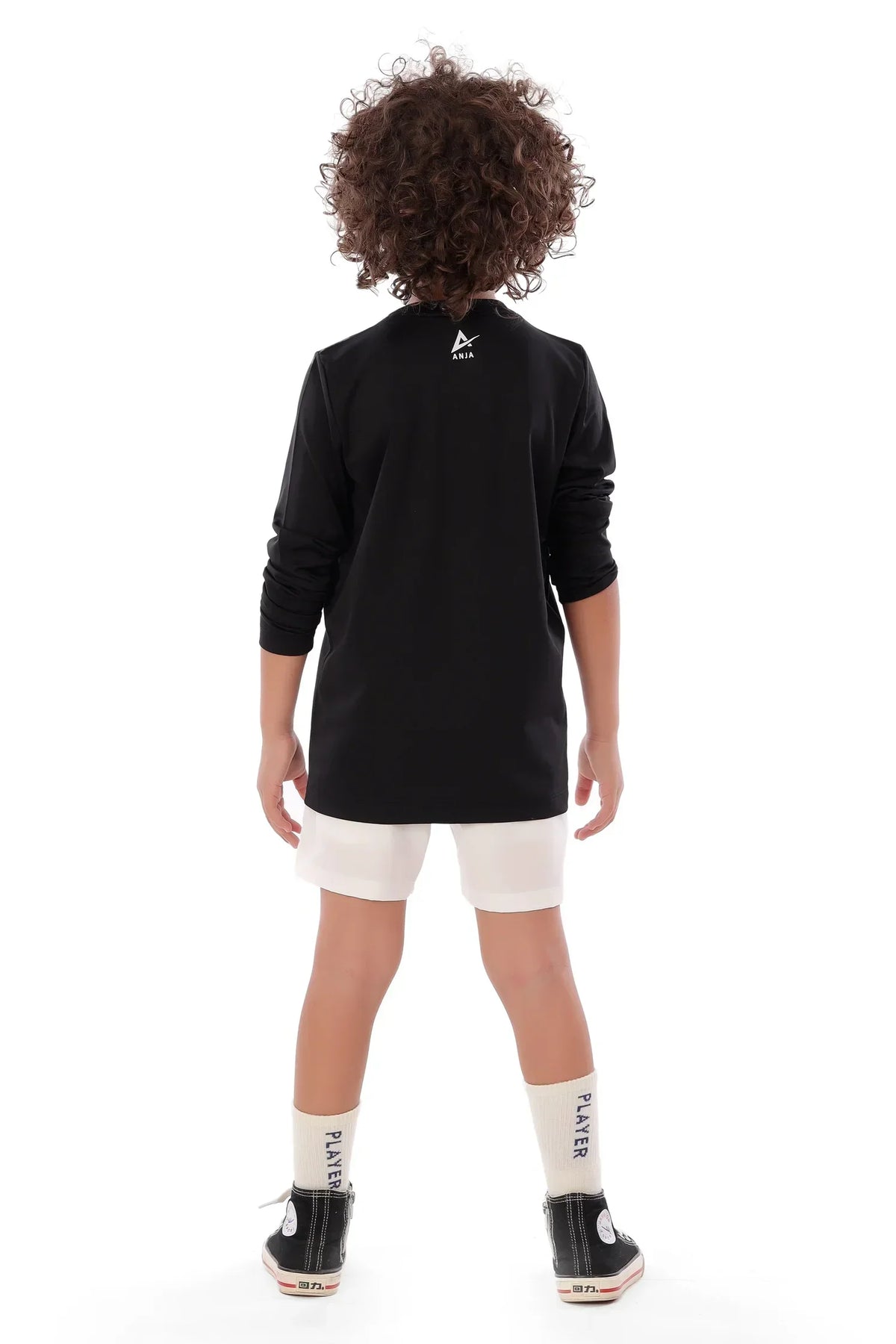 Boys Black Squash T-Shirt Sporty Long Sleeve Top | ANJA Sportswear