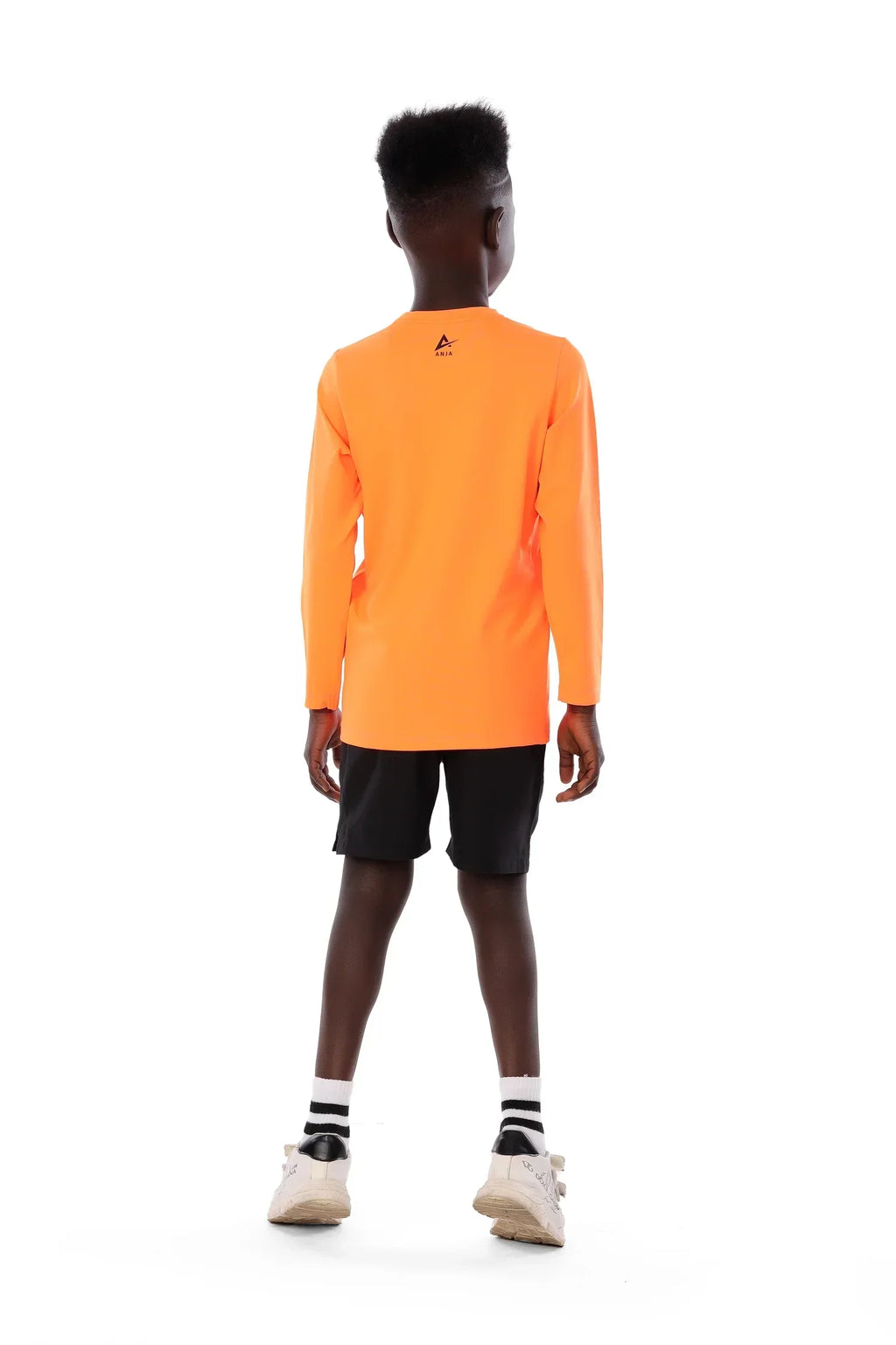 Boys Neon Orange Padel Racket Smash T-Shirt Sporty Long Sleeve Top | ANJA Sportswear