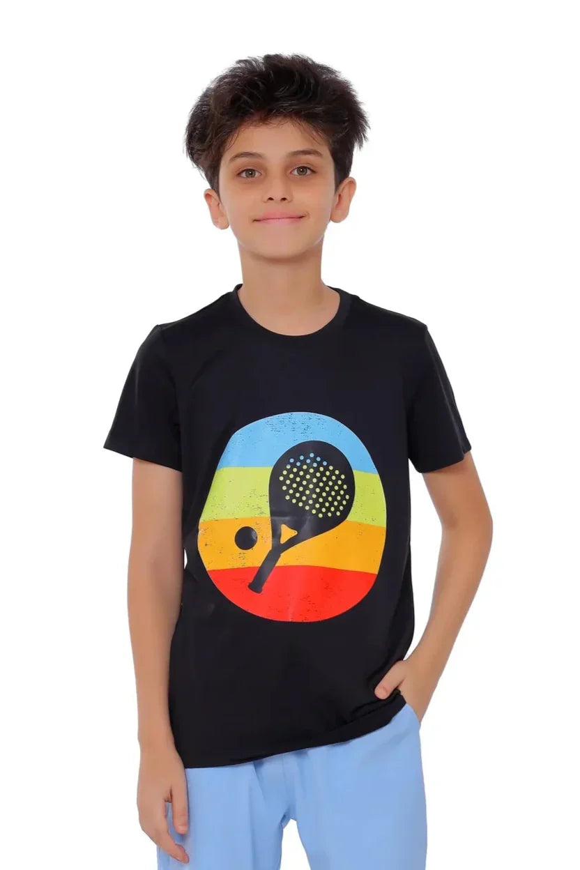 Boys Retro Padel Graphic T-Shirt â€“ Sporty Athletic Top | ANJA Sportswear