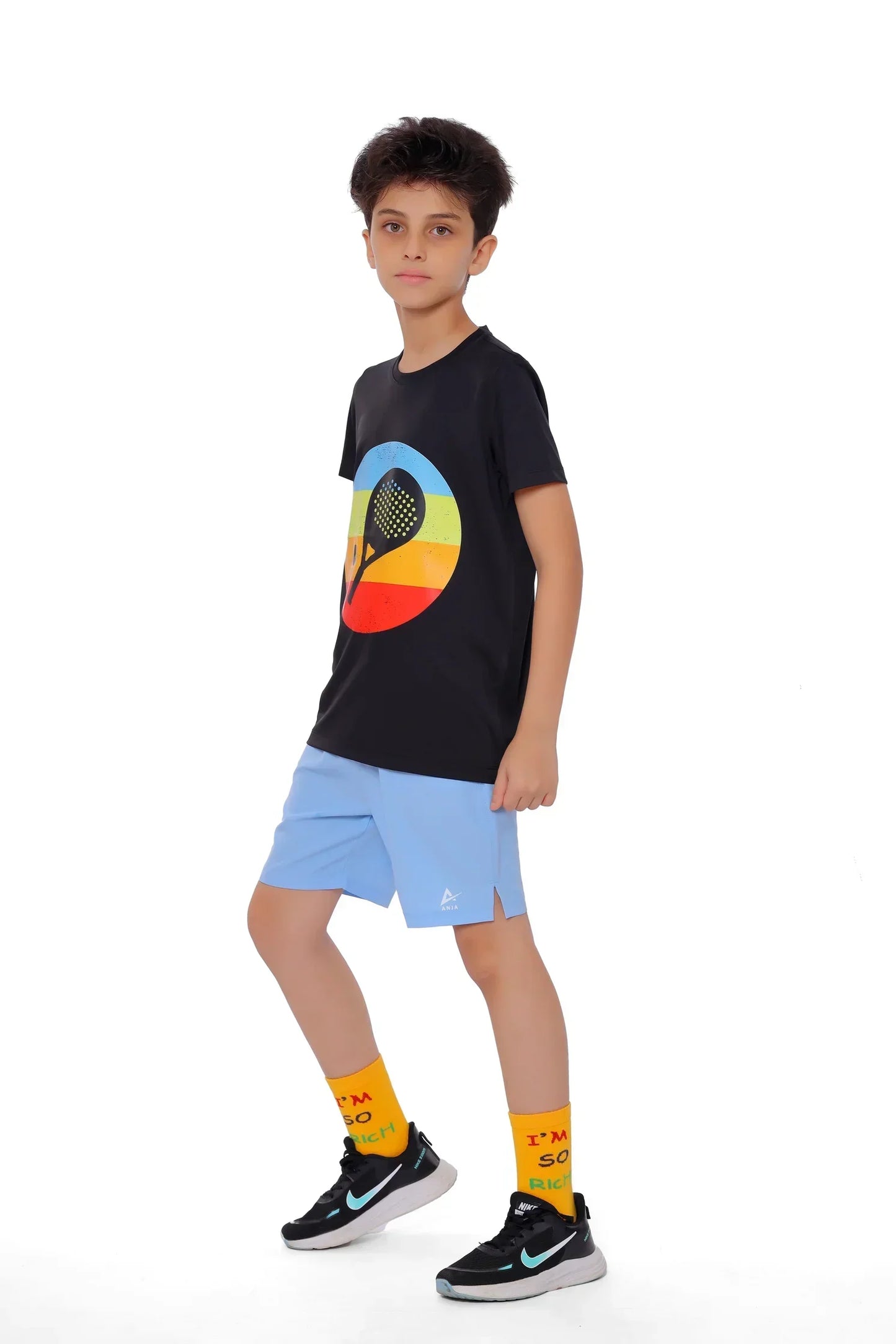 Boys Retro Padel Graphic T-Shirt â€“ Sporty Athletic Top | ANJA Sportswear