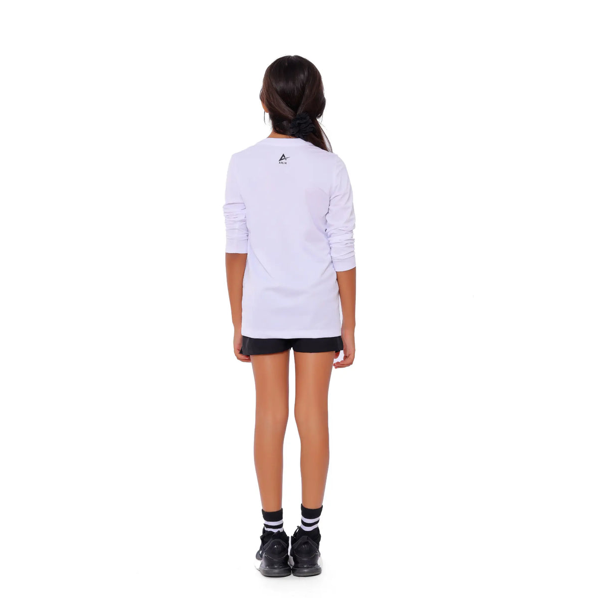 Girls White Padel Heartbeat Long Sleeve T-Shirt Sporty Graphic Top | ANJA Sportswear