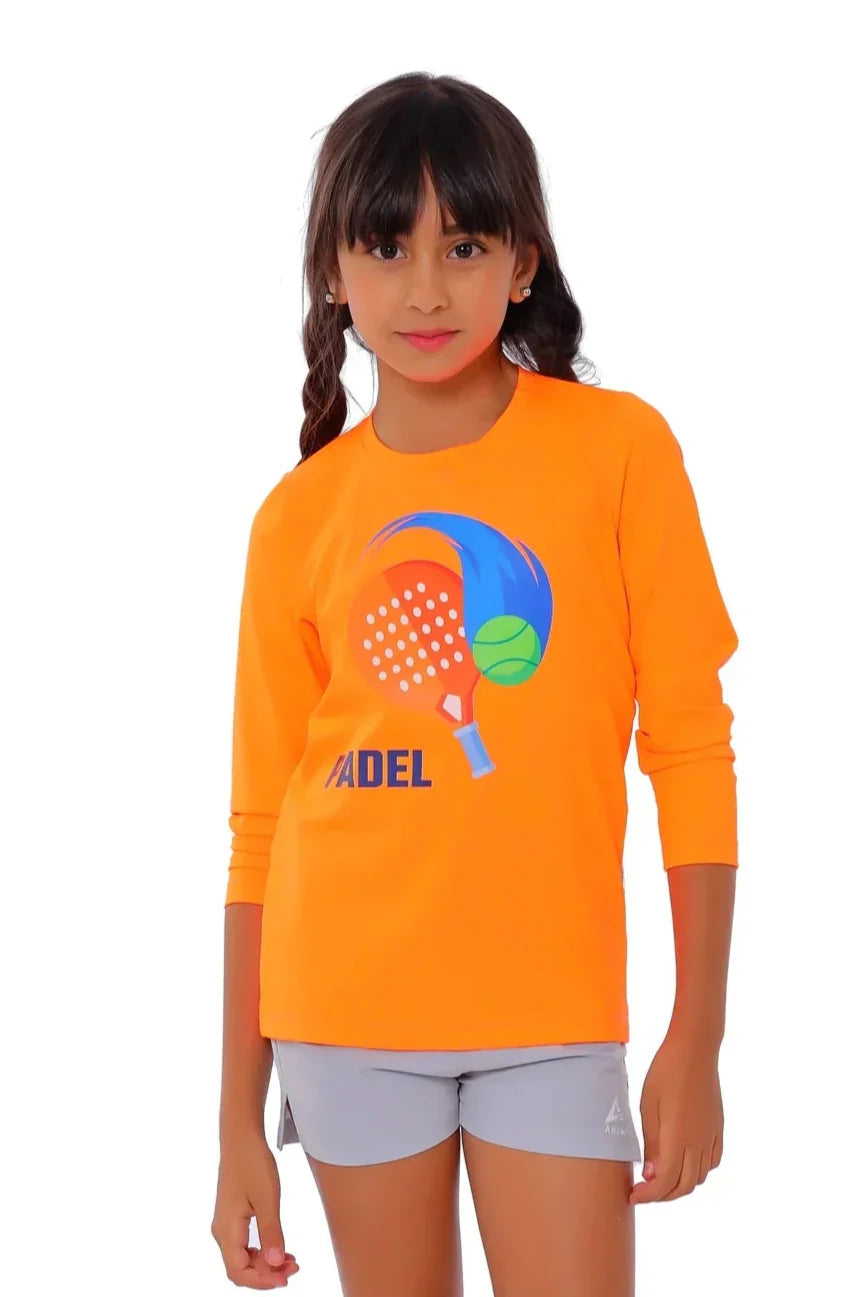 Girls Orange Long Sleeve Sporty T-Shirt â€“ Athletic Top | ANJA Sportswear