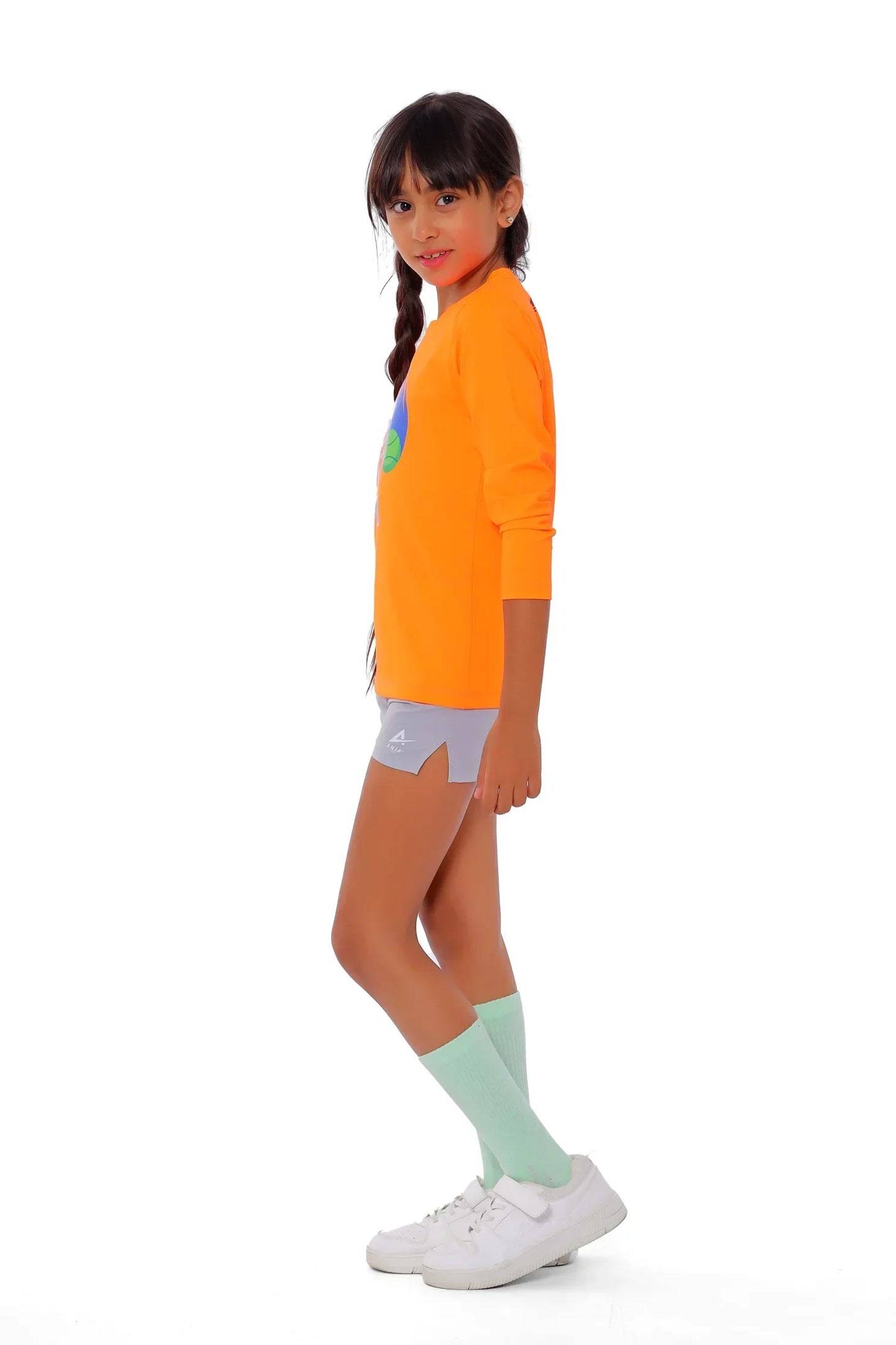 Girls Orange Long Sleeve Sporty T-Shirt â€“ Athletic Top | ANJA Sportswear