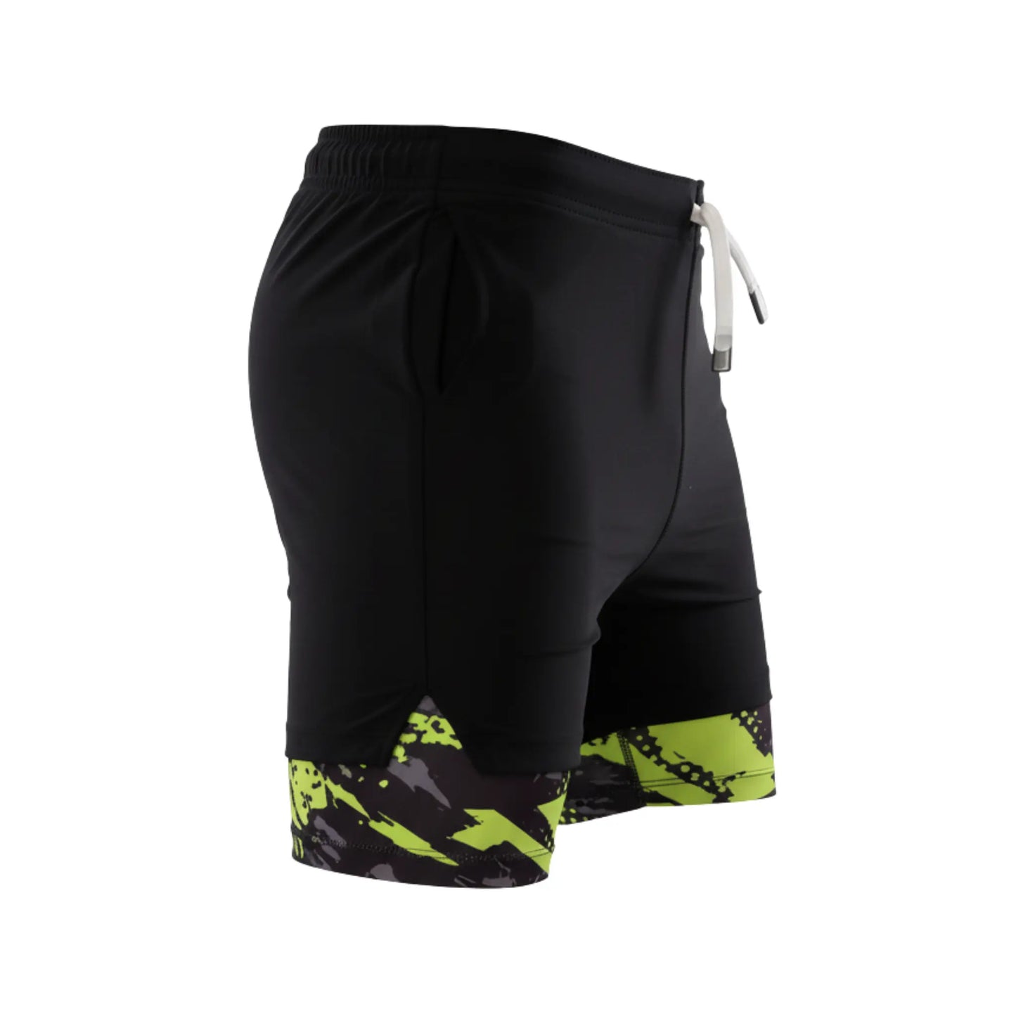Girls Sporty Shorts with Neon Green pattern â€“ Kids Athletic Double-Layer Bottoms | ANJA Sportswear