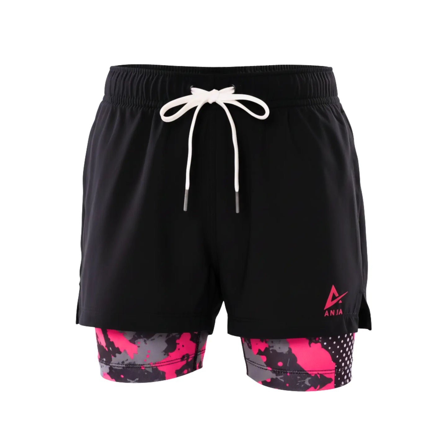Girls Sporty Shorts with Neon Green pattern â€“ Kids Athletic Double-Layer Bottoms | ANJA Sportswear