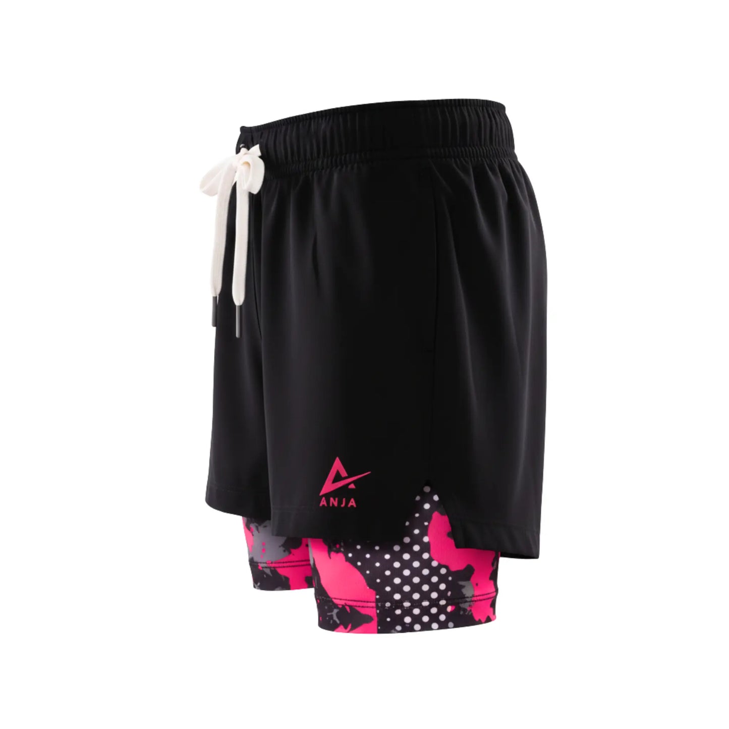 Girls Sporty Shorts with Neon Green pattern â€“ Kids Athletic Double-Layer Bottoms | ANJA Sportswear