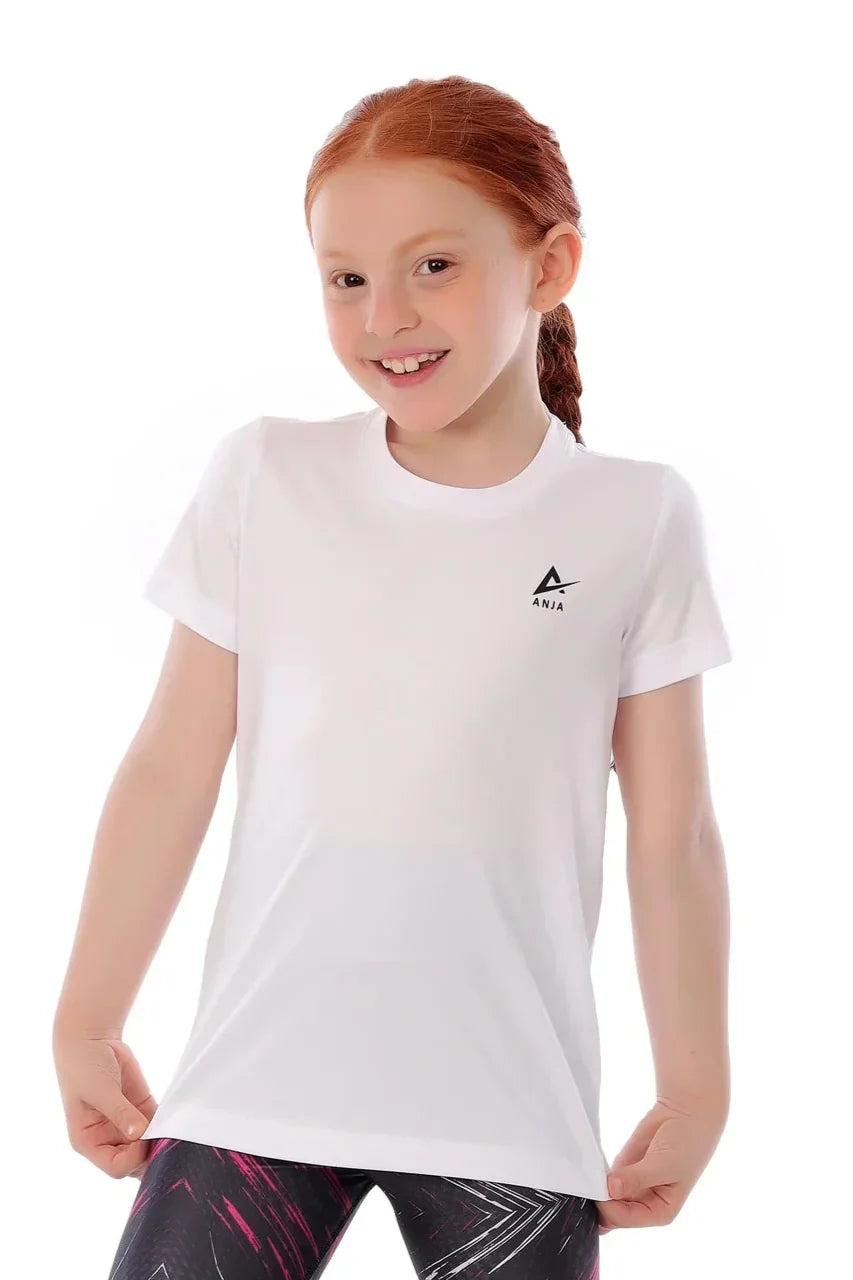 Girls Basic Sporty Kids T-Shirt â€“ Athletic Short Sleeve Top | ANJA Sportswear
