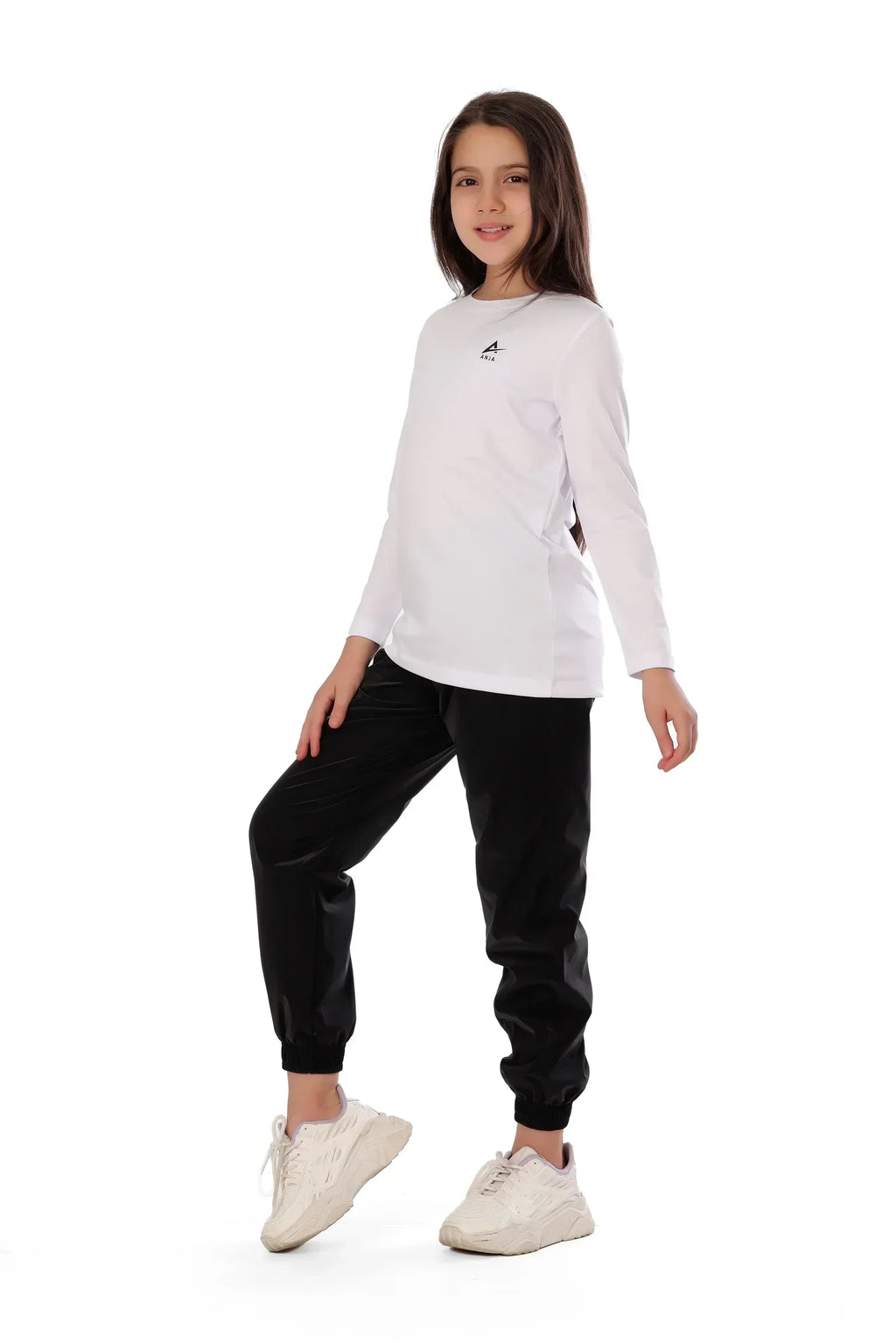 Basic Girls white long Sleeve Performance T-Shirt | ANJA Sportswear