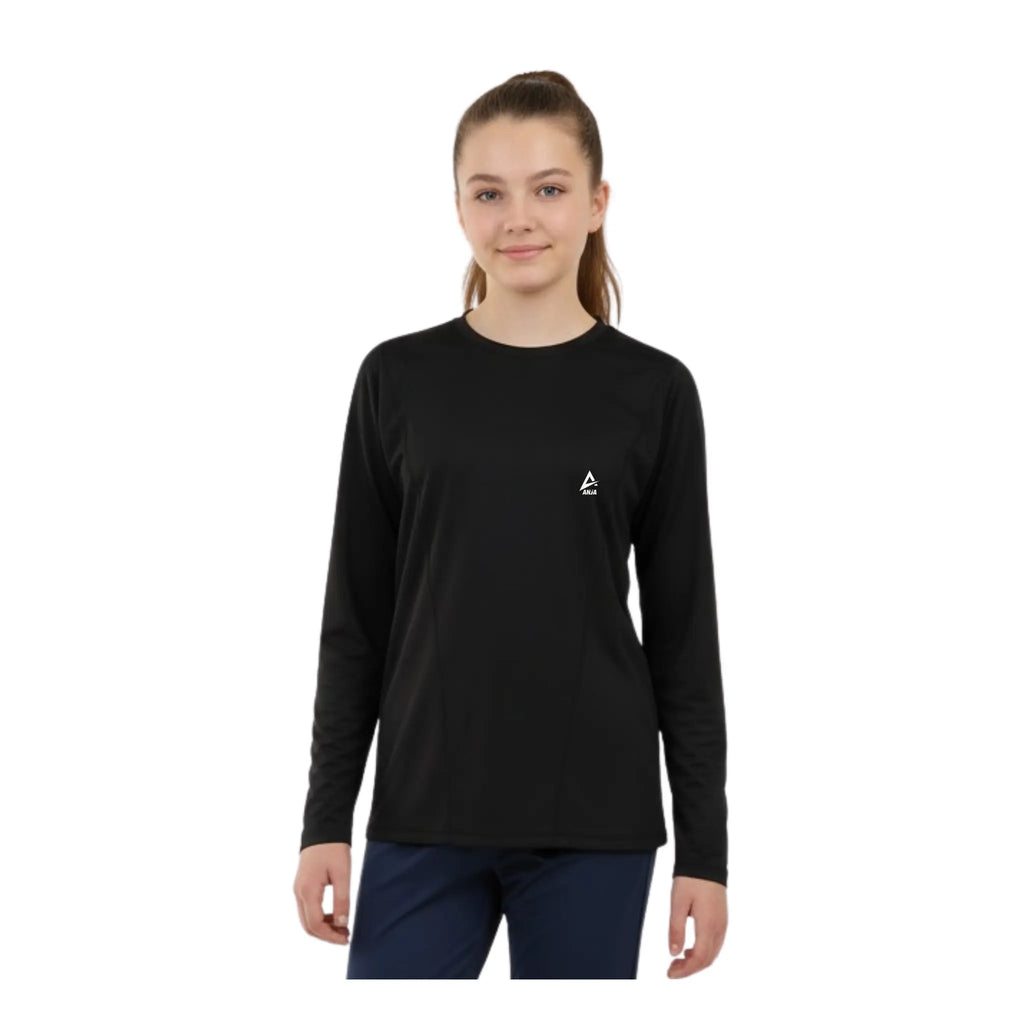 Basic Girls white long Sleeve Performance T-Shirt | ANJA Sportswear
