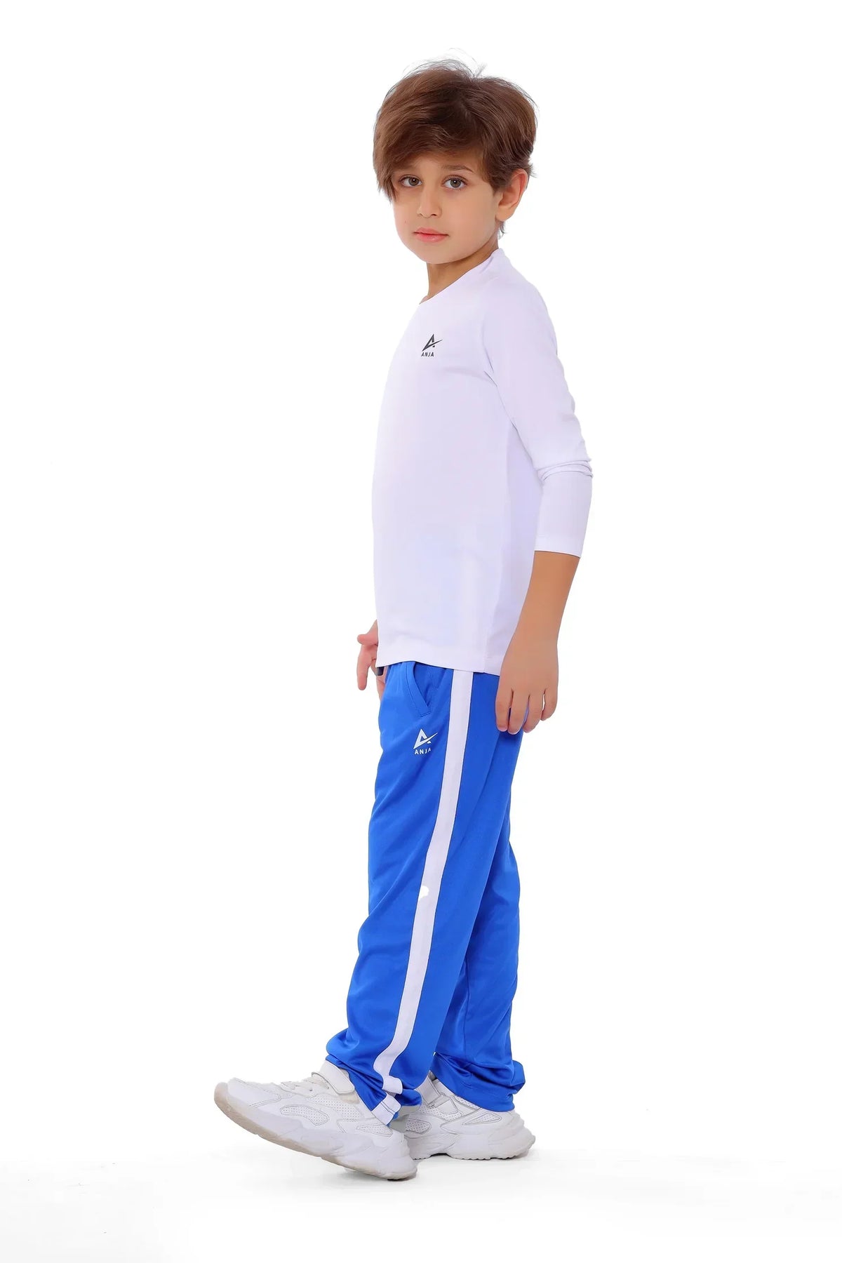 Boys Black Stripe Track Pants â€“ Sporty Side Stripe Joggers for kids | ANJA Sportswear