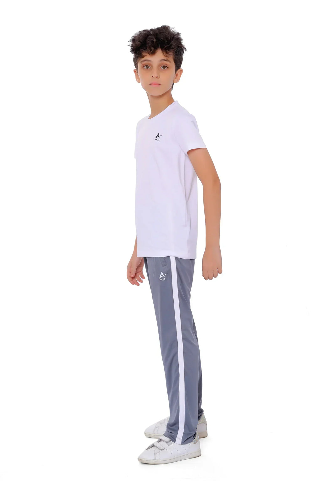 Boys Black Stripe Track Pants â€“ Sporty Side Stripe Joggers for kids | ANJA Sportswear