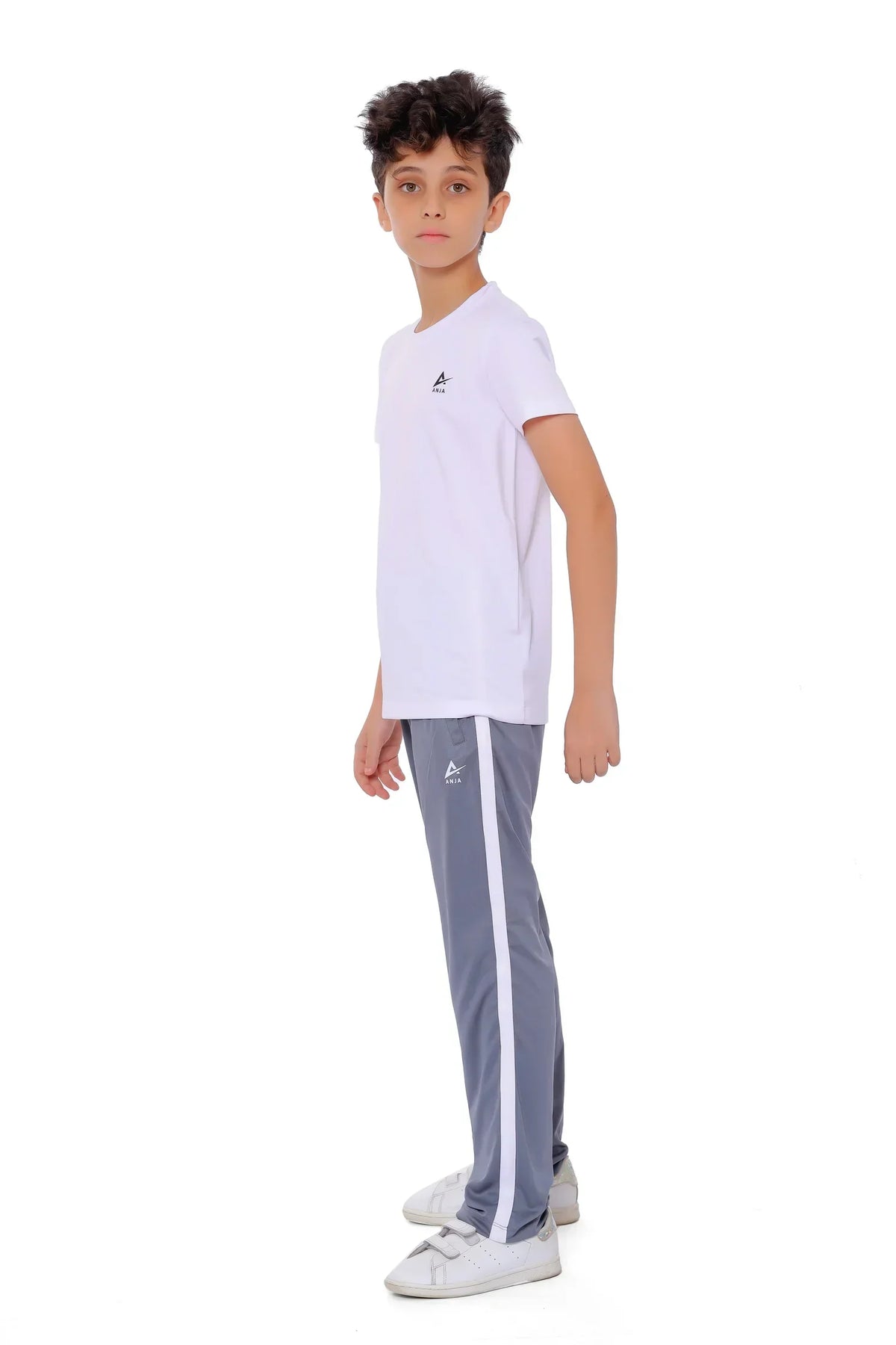 Boys Black Stripe Track Pants â€“ Sporty Side Stripe Joggers for kids | ANJA Sportswear
