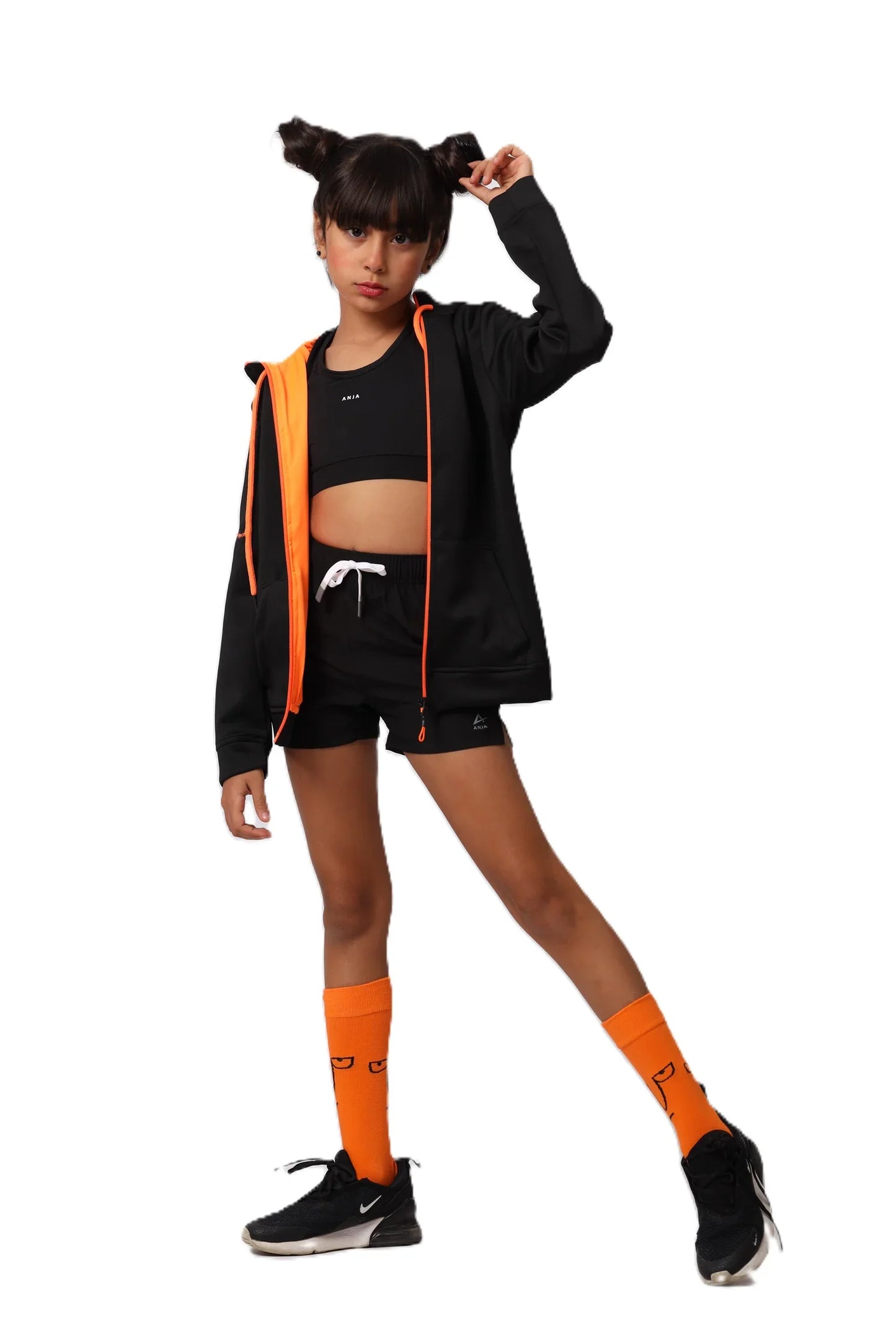 Girls  Zip-Up Sweatshirt – Sporty Contrast Trim Jacket