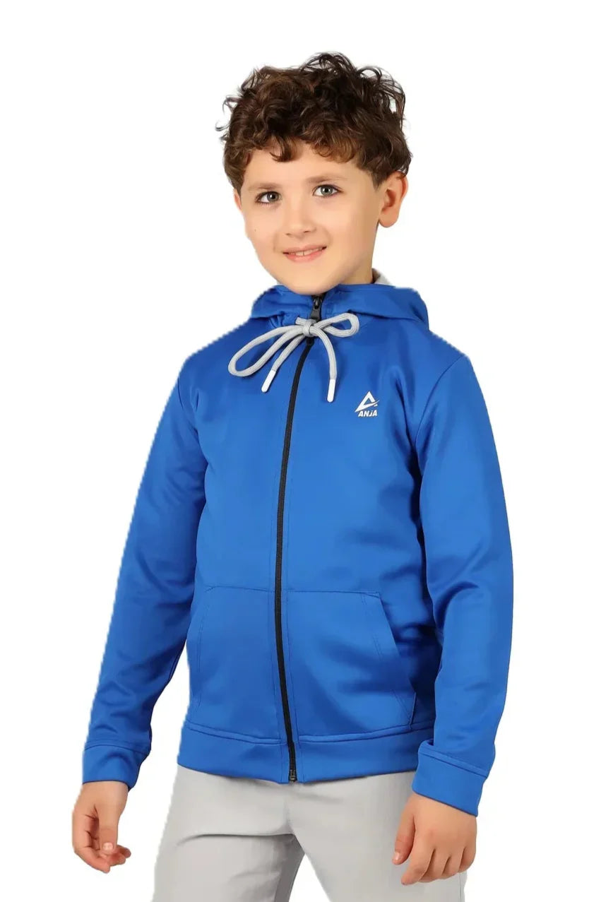 Boys Black Zip-Up Sweatshirt â€“ Sporty Contrast Trim Jacket | ANJA Sportswear