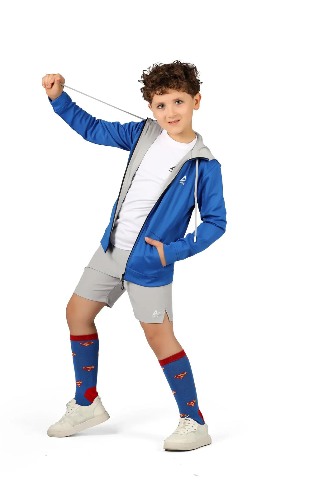 Boys Black Zip-Up Sweatshirt â€“ Sporty Contrast Trim Jacket | ANJA Sportswear