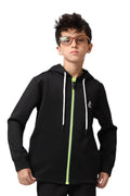 Boys Black Zip-Up Sweatshirt â€“ Sporty Contrast Trim Jacket | ANJA Sportswear