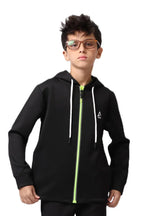 Boys Black Zip-Up Sweatshirt â€“ Sporty Contrast Trim Jacket | ANJA Sportswear