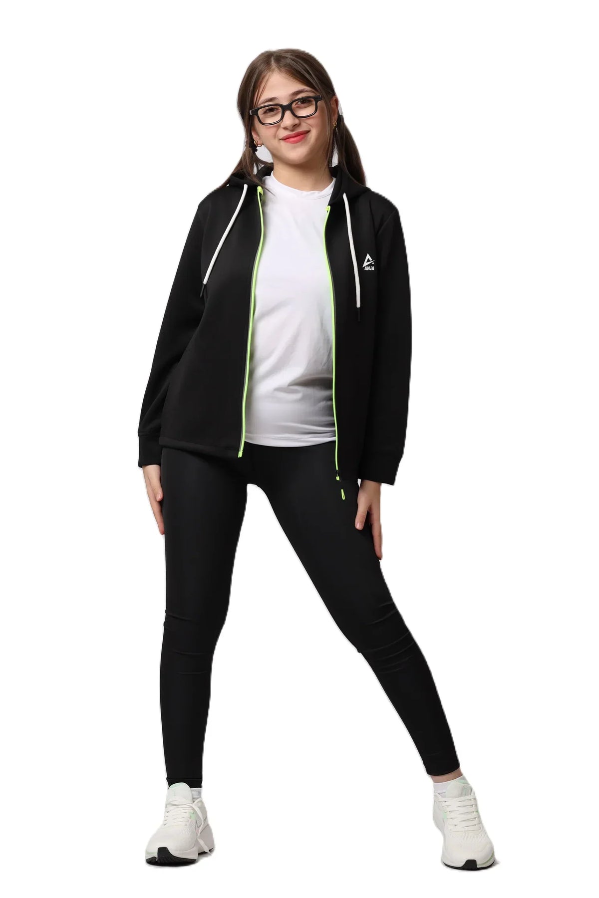 Girls  Zip-Up Sweatshirt â€“ Sporty Contrast Trim Jacket | ANJA Sportswear