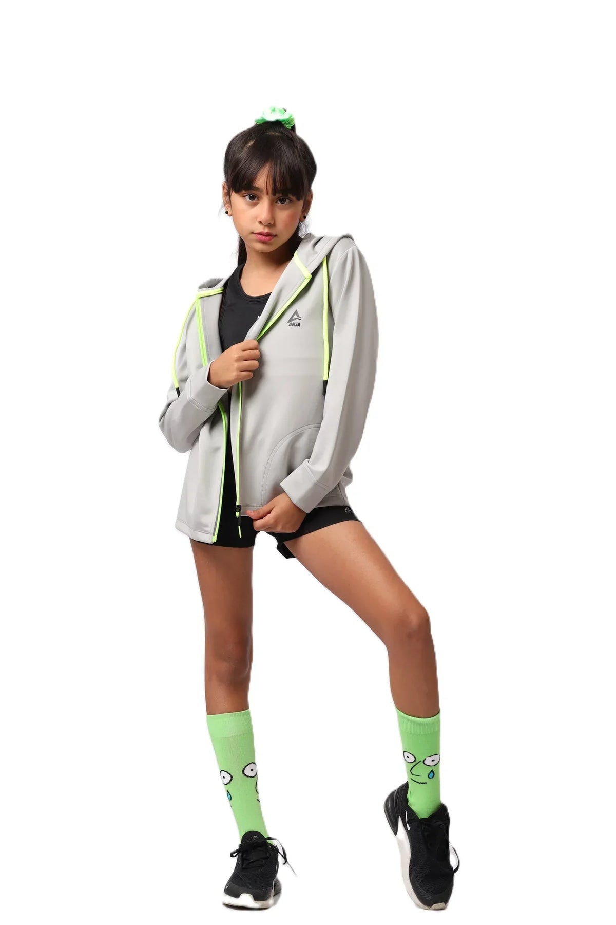 Girls  Zip-Up Sweatshirt â€“ Sporty Contrast Trim Jacket | ANJA Sportswear