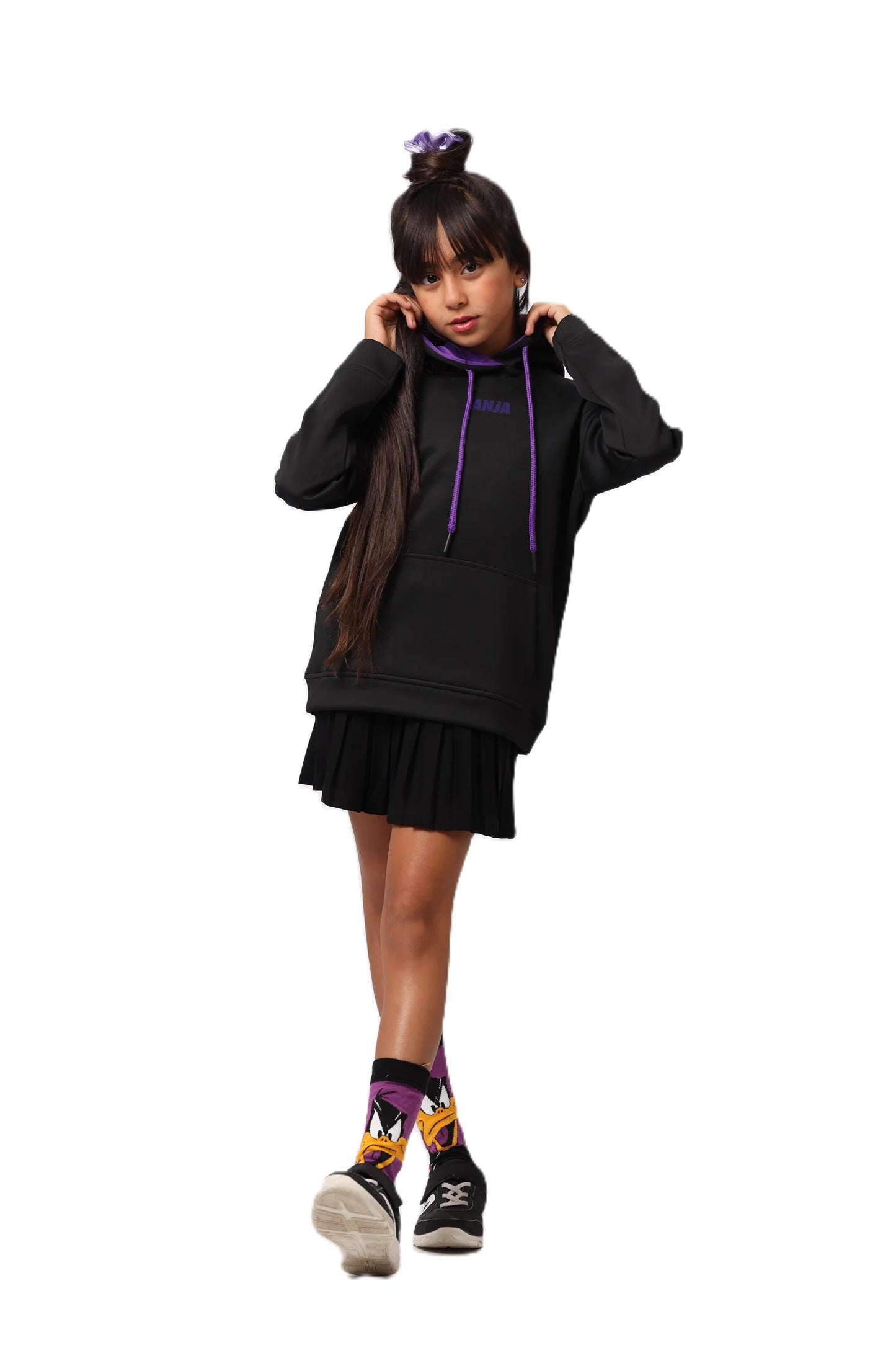 Girls Hoodie - Sporty Pullover with Contrast Drawstrings