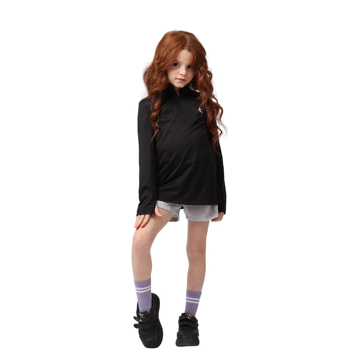 Girls Basic Quarter-Zip Performance Top â€“ Sporty Long Sleeves | ANJA Sportswear
