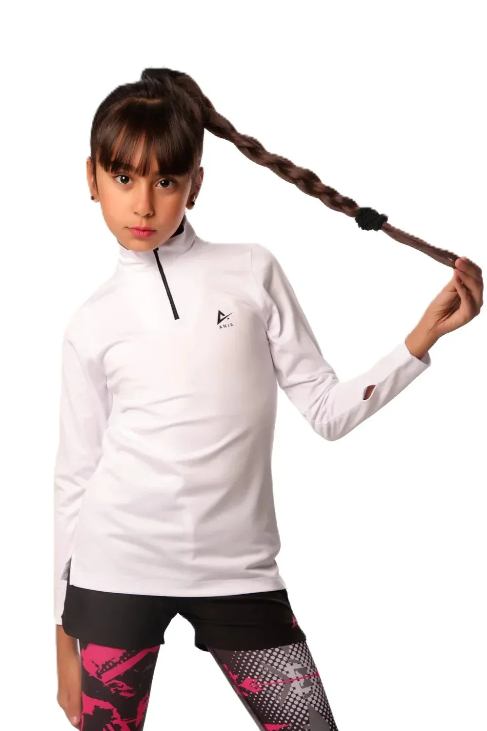 Girls Basic Quarter-Zip Performance Top â€“ Sporty Long Sleeves | ANJA Sportswear