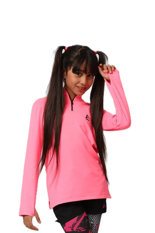 Girls Basic Quarter-Zip Performance Top â€“ Sporty Long Sleeves | ANJA Sportswear