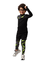 Boys Black & Green pattern T-Shirt â€“ Sporty Long Sleeve Top | ANJA Sportswear