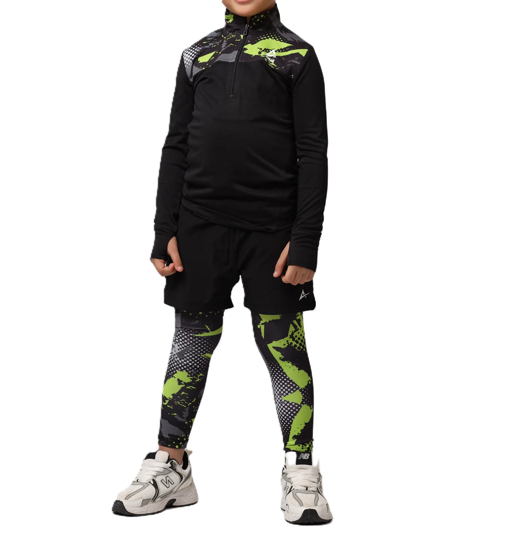 Girls Black & White Pattern T-Shirt â€“ Sporty Long Sleeve Top | ANJA Sportswear