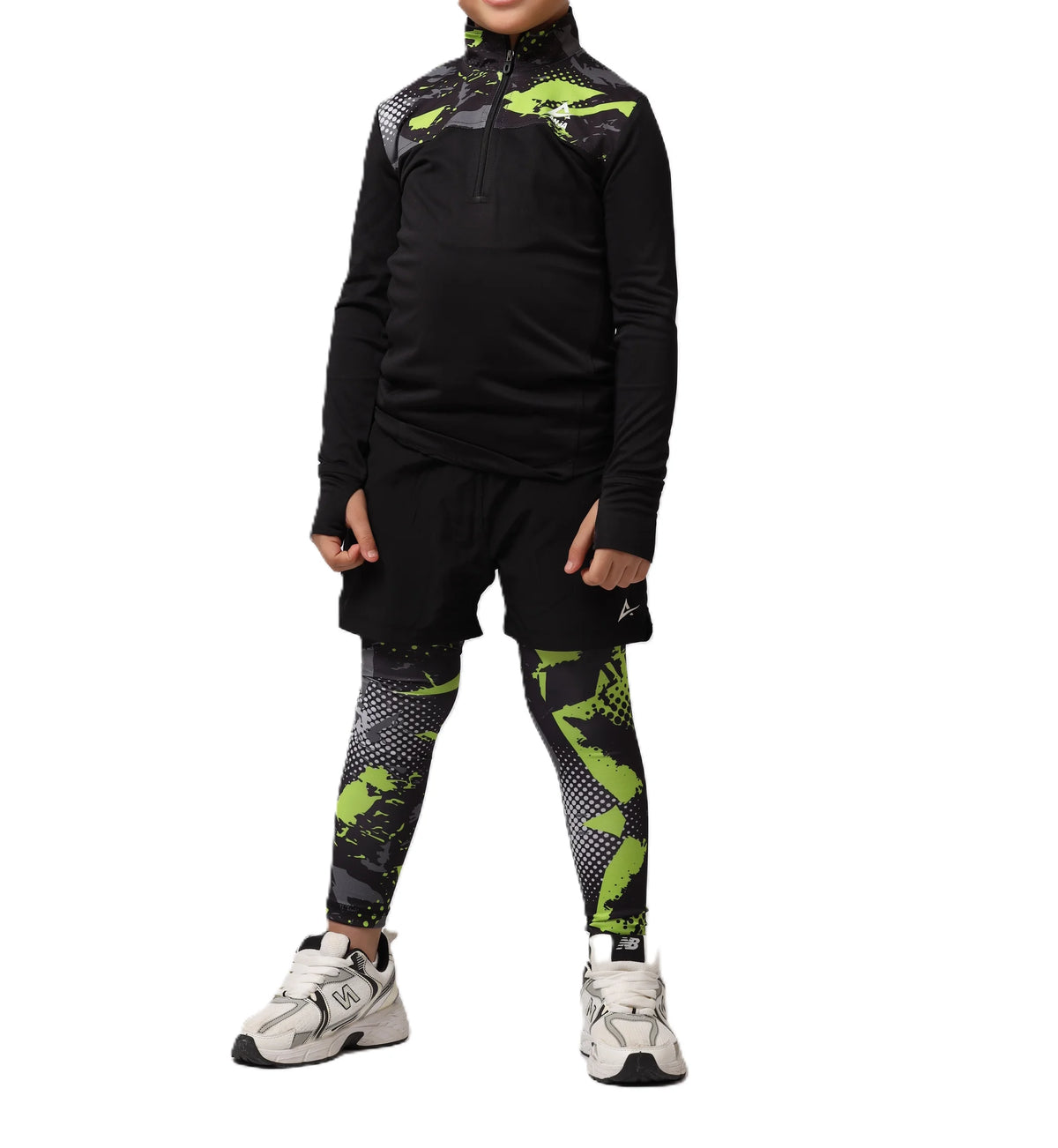 Girls Black & White Pattern T-Shirt â€“ Sporty Long Sleeve Top | ANJA Sportswear