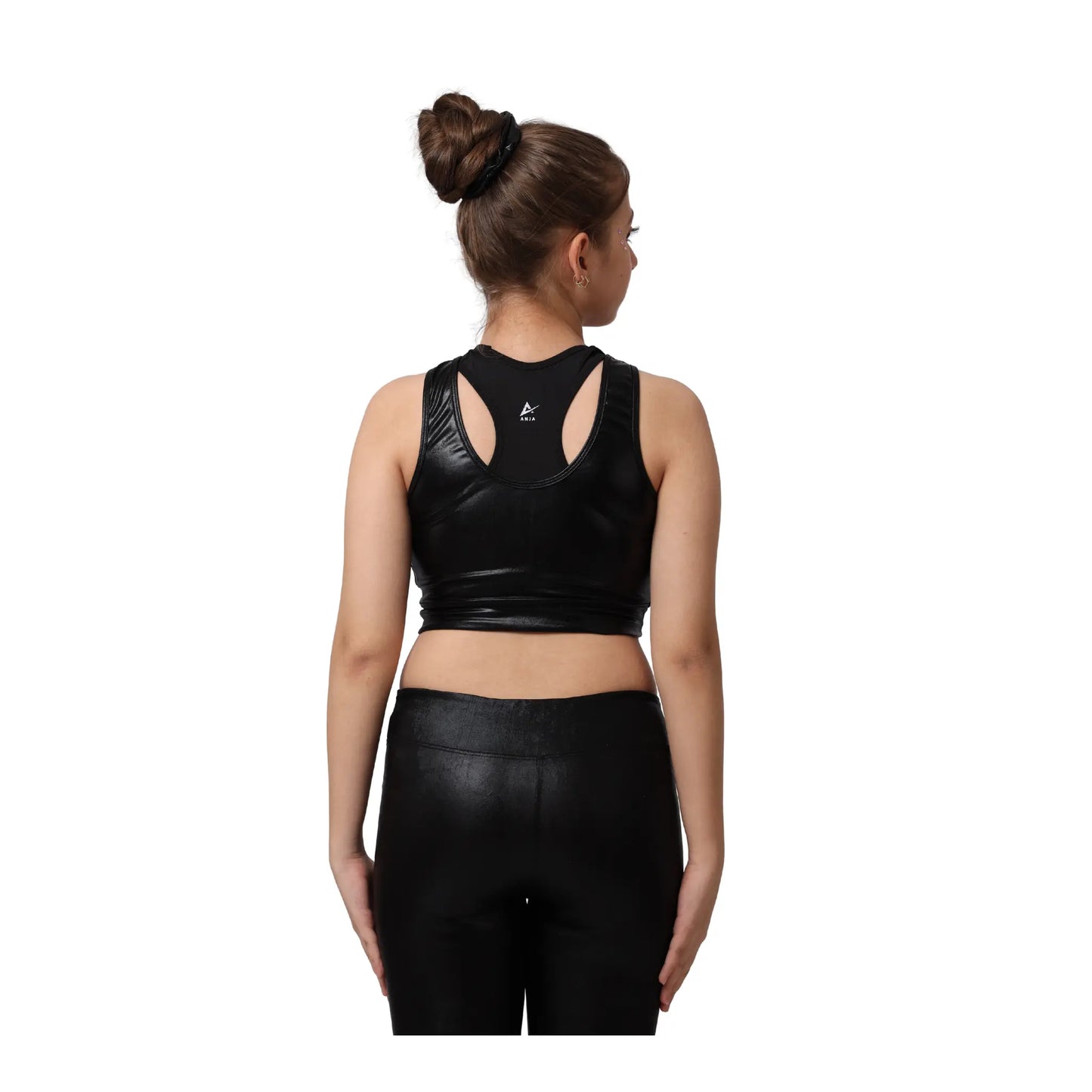 Girls Metallic gymnastics Set â€“ Girlsâ€™ Sporty Crop Top with Shorts and Leggings | ANJA Sportswear