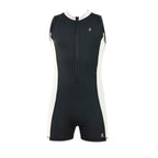 Boys sleeveless One-Piece Swimsuit â€“ Black with light grey Side Panels and Front Zip | ANJA Sportswear