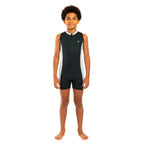 Boys sleeveless One-Piece Swimsuit â€“ Black with light grey Side Panels and Front Zip | ANJA Sportswear