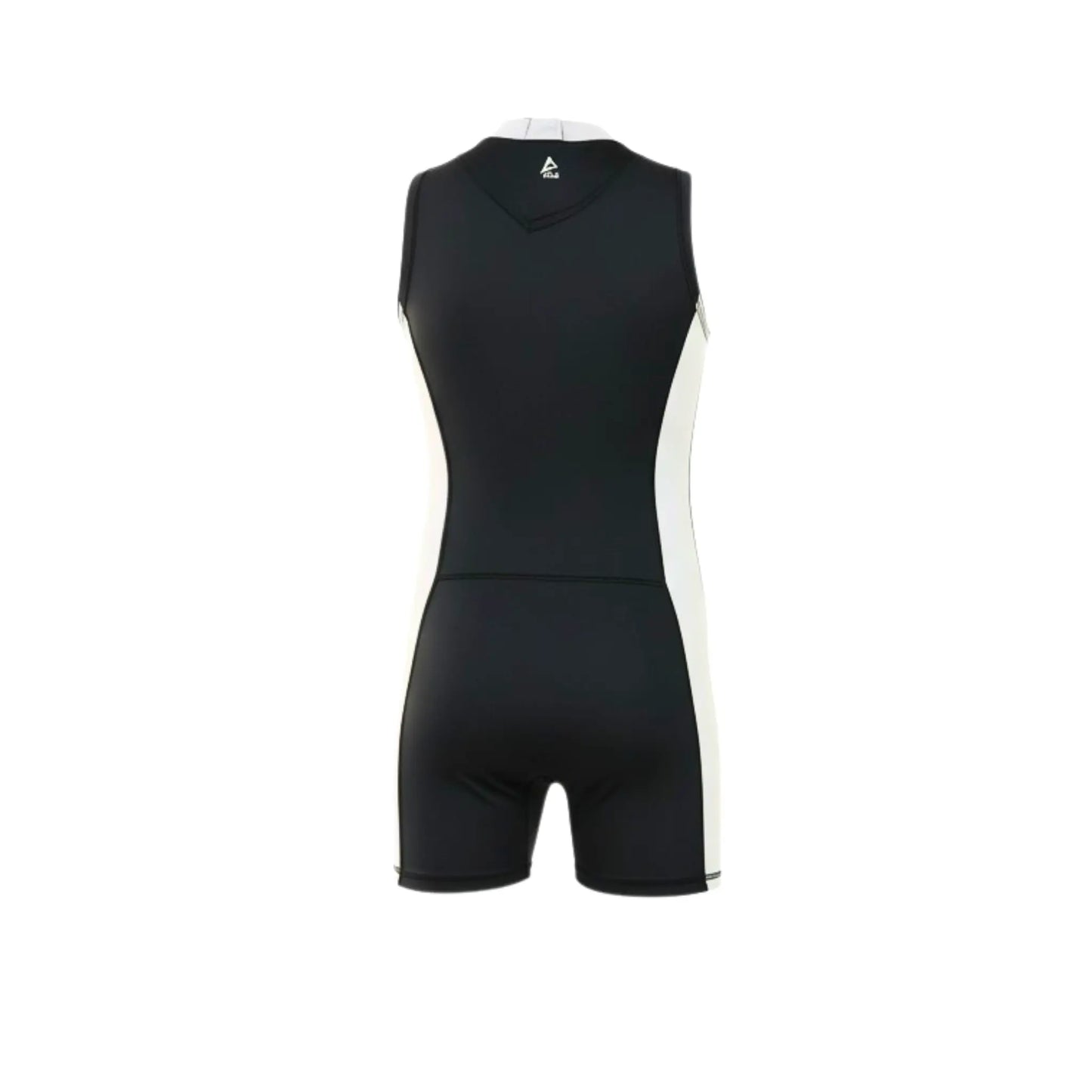 Black and white sleeveless athletic outfit on a white background