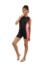 Girls sleeveless One-Piece Swimsuit â€“Side Panels and Front Zip | ANJA Sportswear