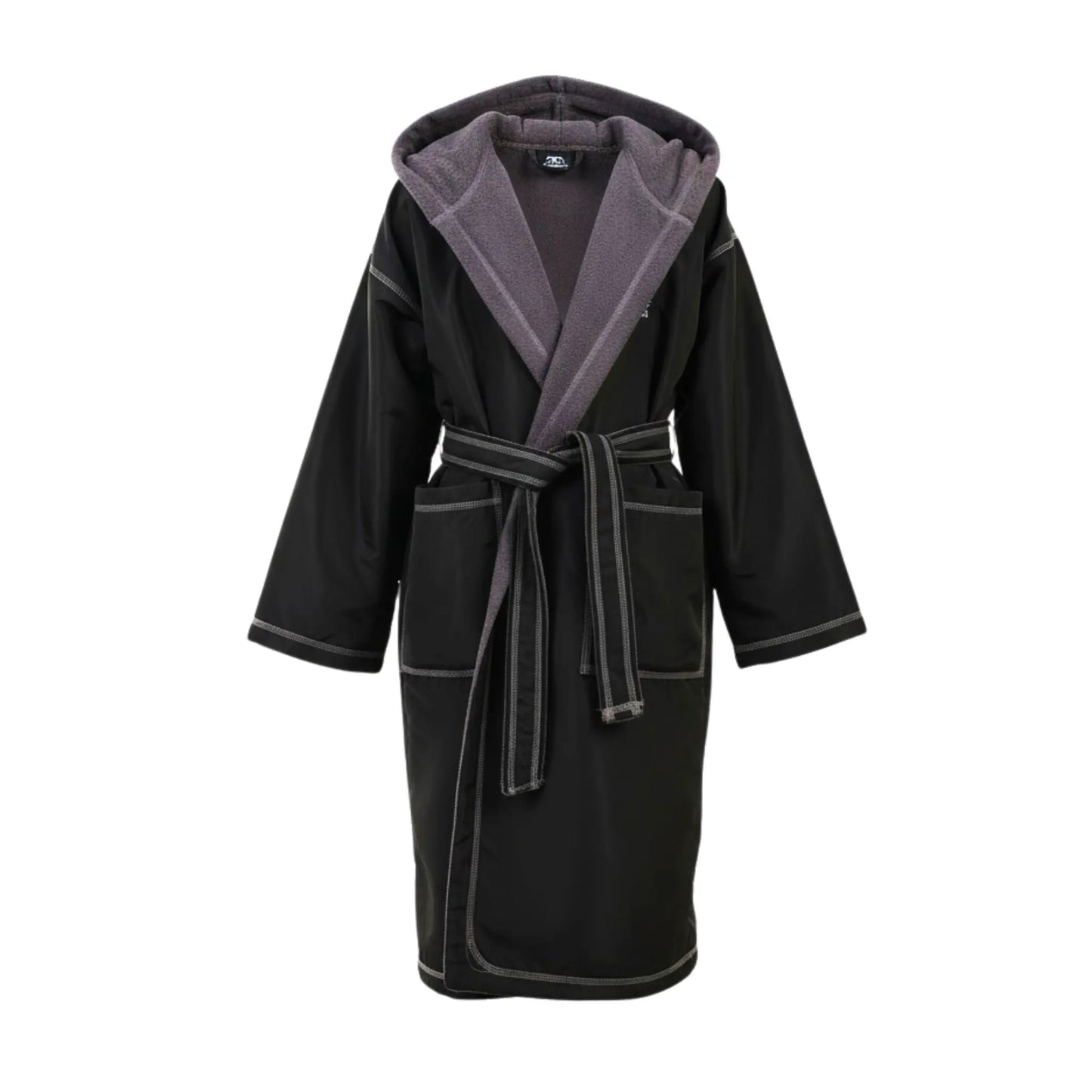 Black robe with gray trim on a white background