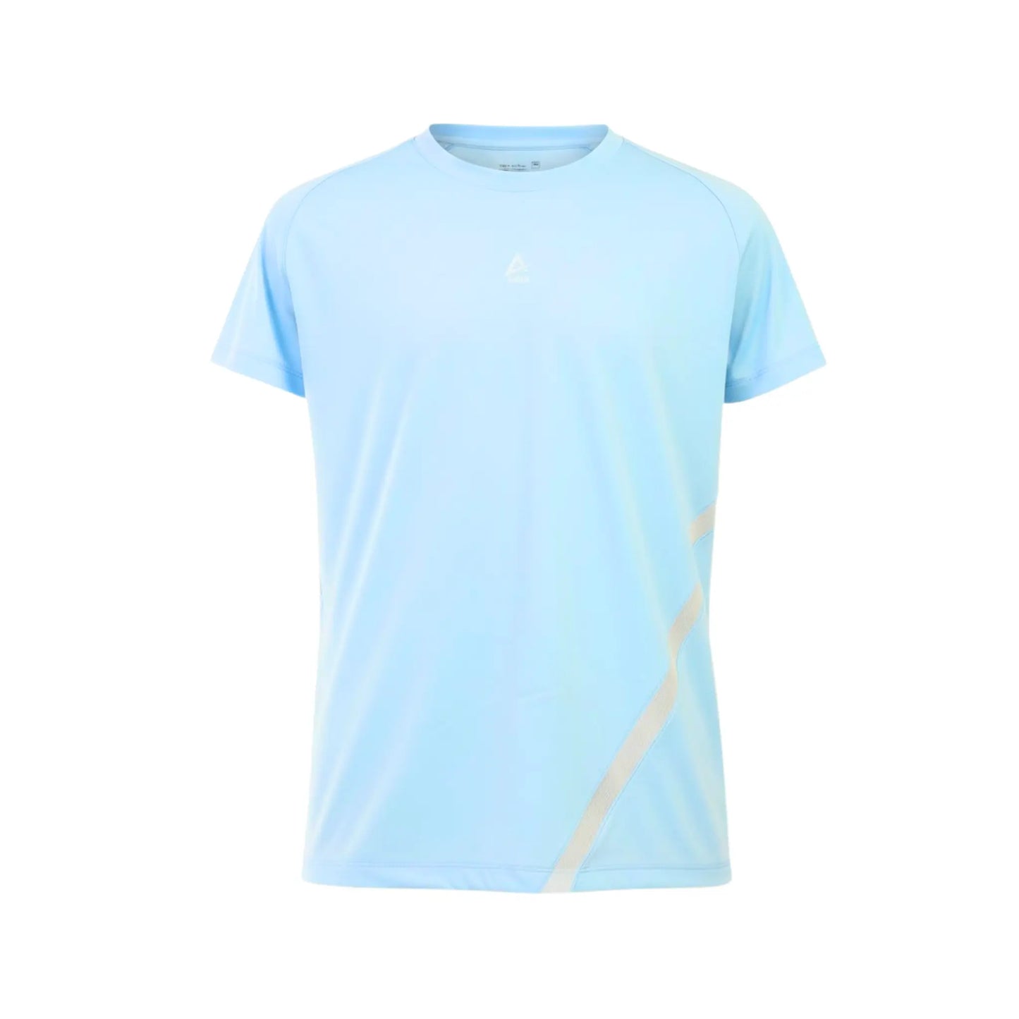 Light blue t-shirt with a subtle design on a white background