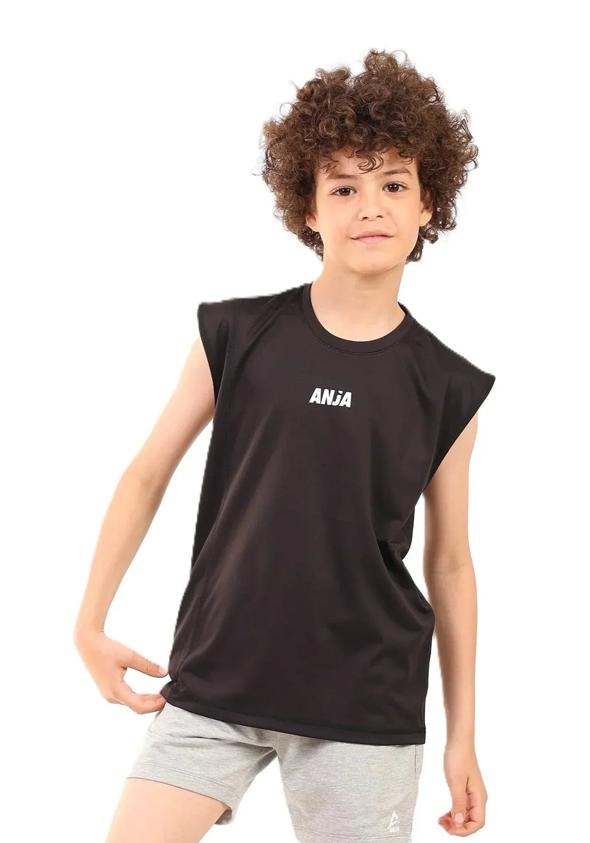 Boys cap sleeve Sports T-Shirt â€“ Athletic Top and black | ANJA Sportswear