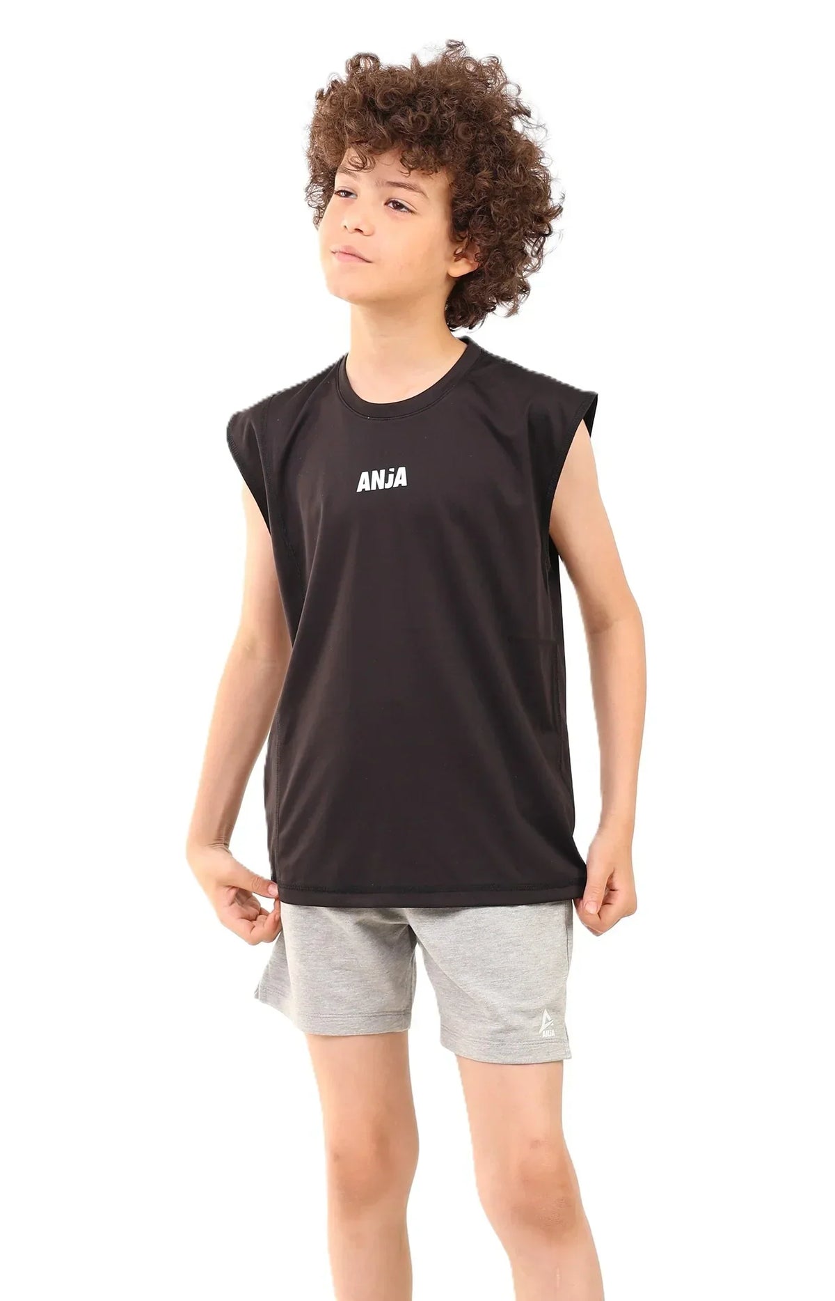 Boys cap sleeve Sports T-Shirt â€“ Athletic Top and black | ANJA Sportswear