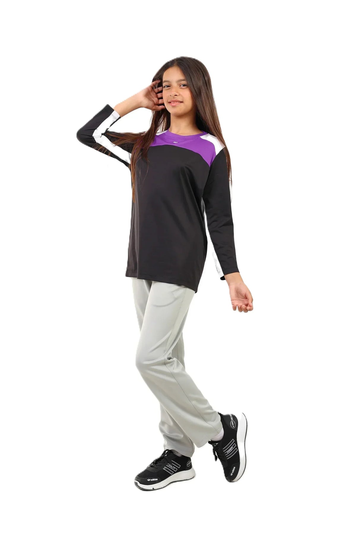Girls Long Sleeve Sport T-Shirt â€“ white neon Accents | ANJA Sportswear
