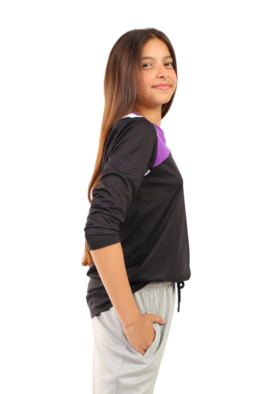 Girls Long Sleeve Sport T-Shirt â€“ white neon Accents | ANJA Sportswear