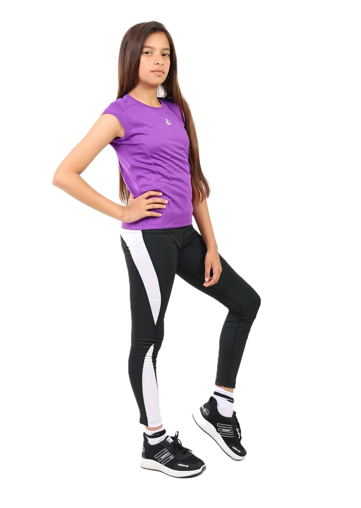 Girls Black and White Sport Leggings â€“ Athletic Stretch Fit | ANJA Sportswear