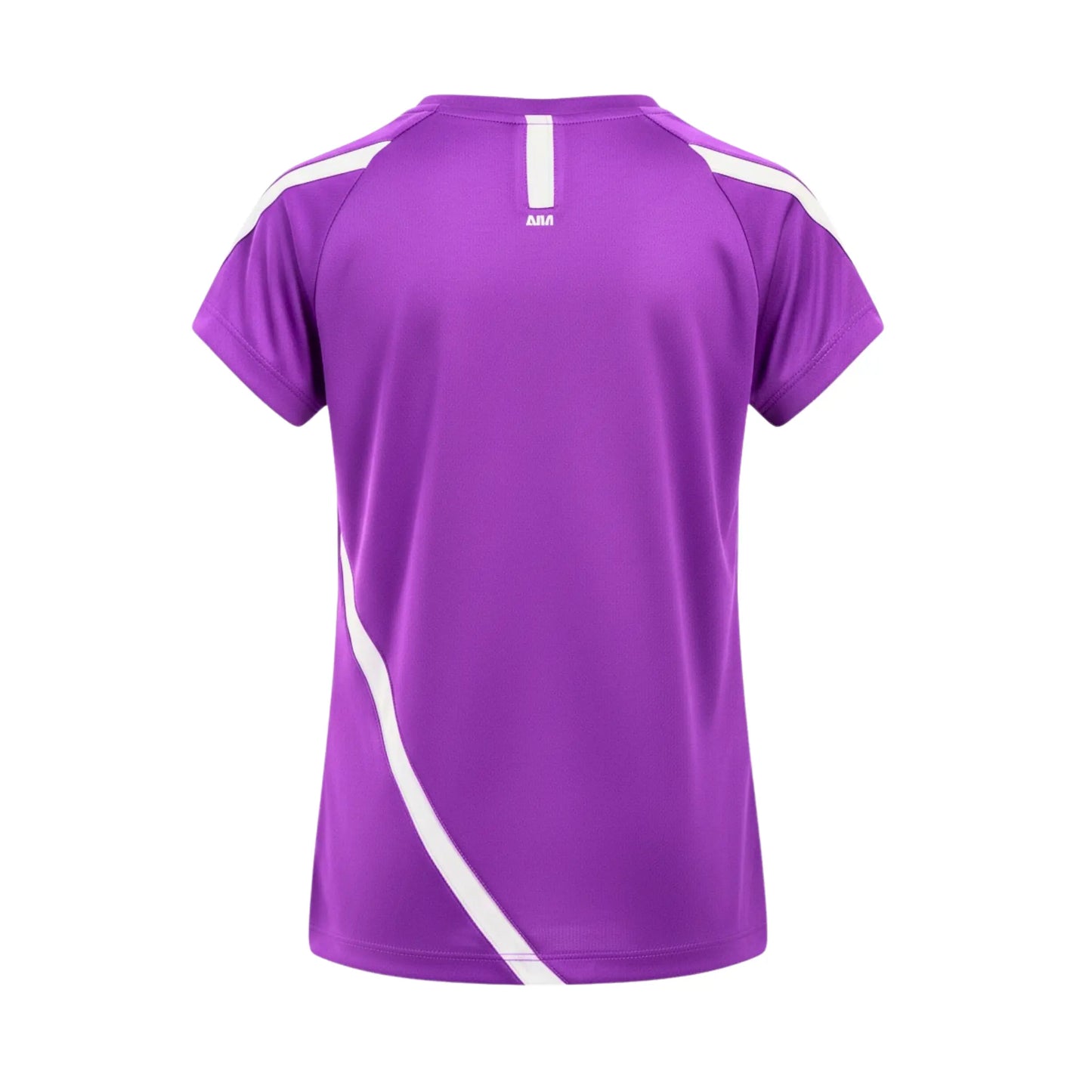 Purple sports jersey with white accents on a white background