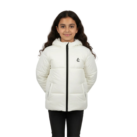 Girls Puffer Jacket – Hooded Quilted Winter Coat with Front Zip