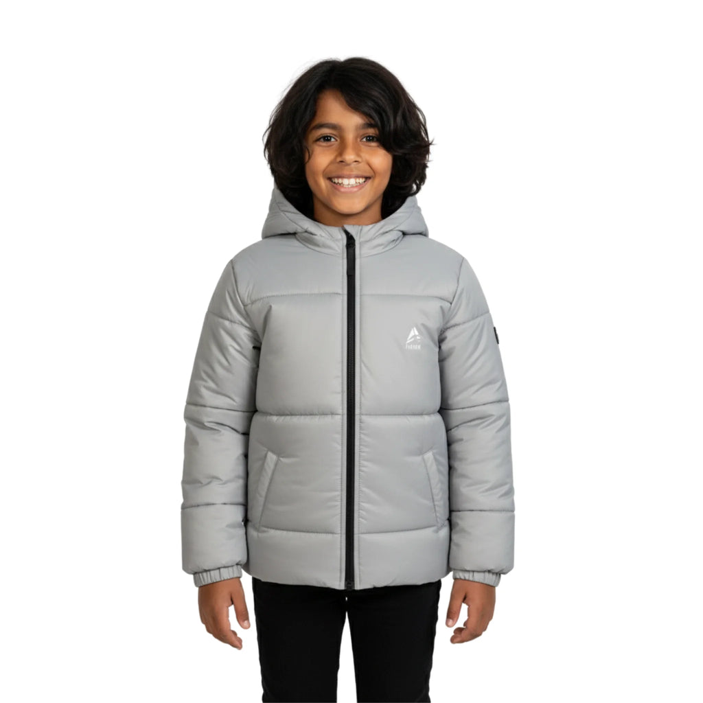 Boys Puffer Jacket â€“ Hooded Quilted Winter Coat with Front Zip | ANJA Sportswear