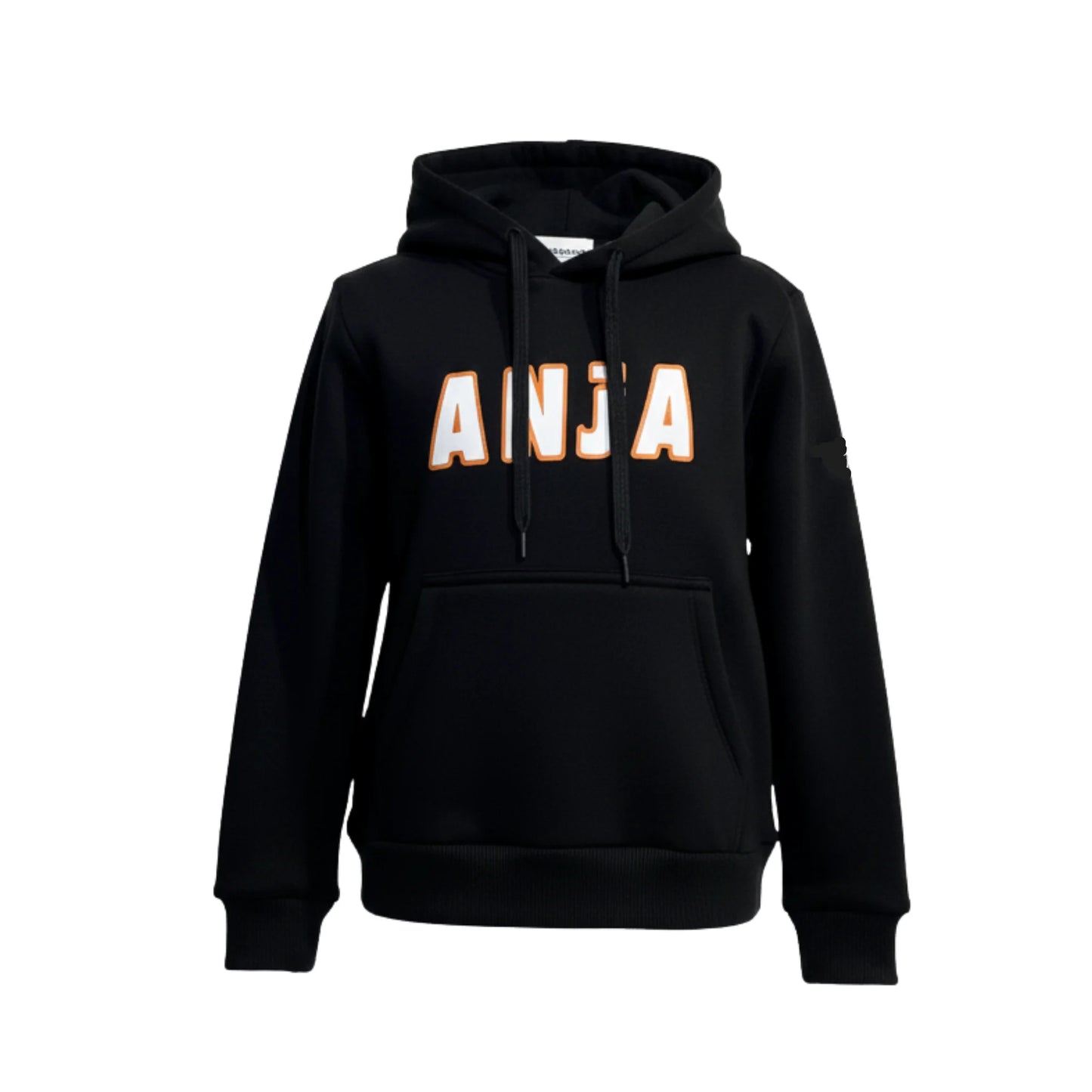 Black hoodie with 'AINJA' text on a white background
